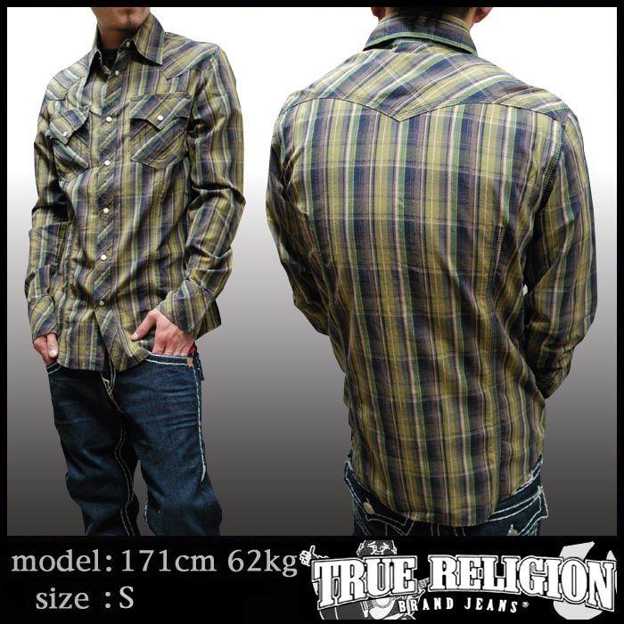 TRUE RELIGION トゥルーレリジョン メンズ コットン 長袖 チェック 