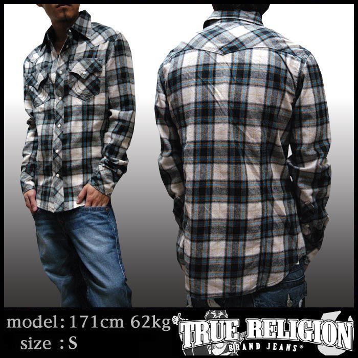 TRUE RELIGION トゥルーレリジョン メンズ ウェスタン 長袖 チェック 