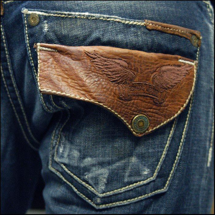 ROBIN'S JEAN ロビンズジーン メンズ デニム TABACCO LEATHER FLAP VIN