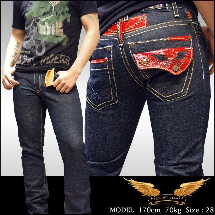ROBIN'S JEAN ロビンズジーン メンズ デニム TABACCO LEATHER FLAP RED