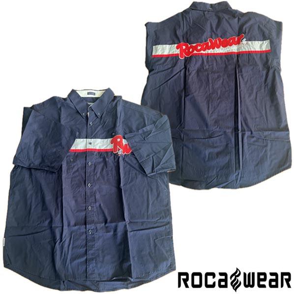 ROCAWEAR（ロカウェア） メンズ 半袖 シャツ ネイビー ボタンシャツ
