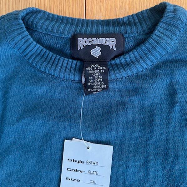 ROCAWEAR（ロカウェア） メンズ 長袖 アクリル セーター ブルー ロング