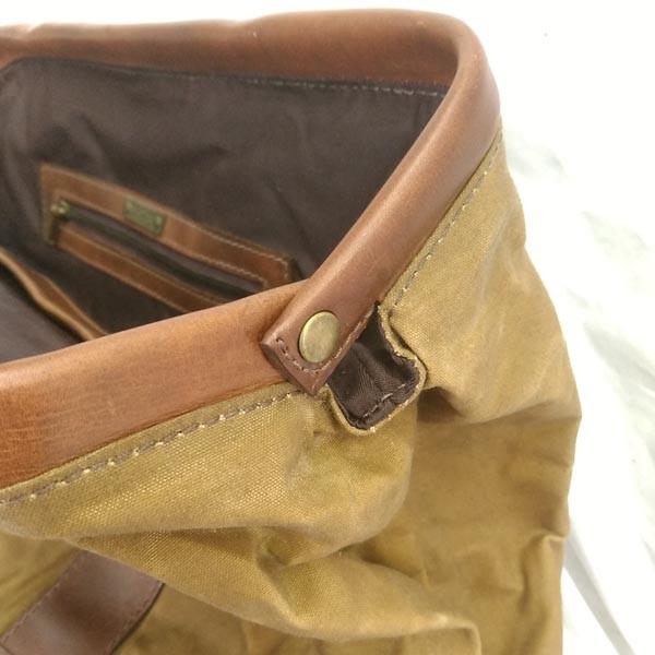 SANDAST Los Angeles サンダスト ロサンゼルス キャンバス レザー バッグ STEFAN BROWN KHAKI レザーバッグ セレブ ブランド セレカジ ファッションの画像