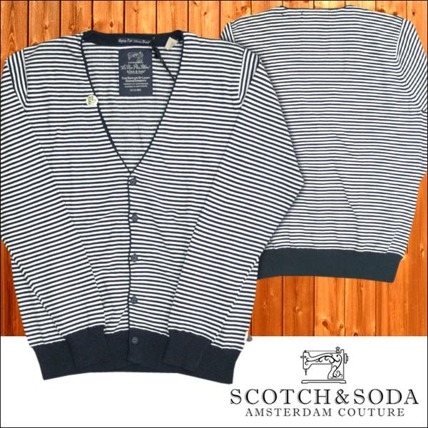 スコッチ&ソーダ スコッチアンドソーダ scotch&soda メンズ 長袖 ニット カーディガン ボーダー ホワイト ブラック ネイビー トップス カジュアル 268