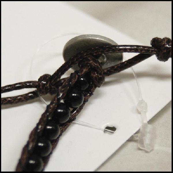 Natural Stone シングル ラップ ブレスレット オニキス 天然石 レザー 