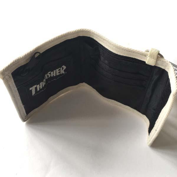 スラッシャー THRASHER メンズ レディース 兼用 コットン キャンバス ウォレット MAG LOGO アイボリー ホワイト ブラック 2つ折り 財布 スケーター 正規|crs|02