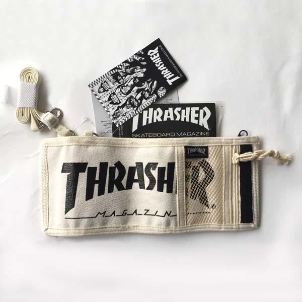 スラッシャー THRASHER メンズ レディース 兼用 コットン キャンバス ウォレット MAG LOGO アイボリー ホワイト ブラック 2つ折り 財布 スケーター 正規|crs|03