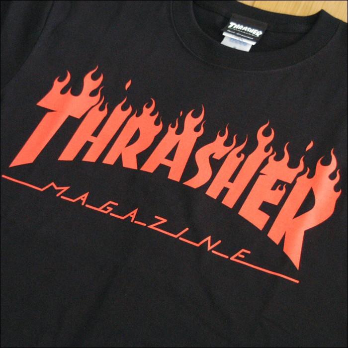 THRASHER（スラッシャー） メンズ Tシャツ FLAME LOGO ブラック レッド