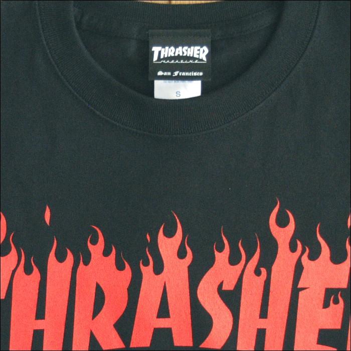 THRASHER（スラッシャー） メンズ Tシャツ FLAME LOGO ブラック レッド