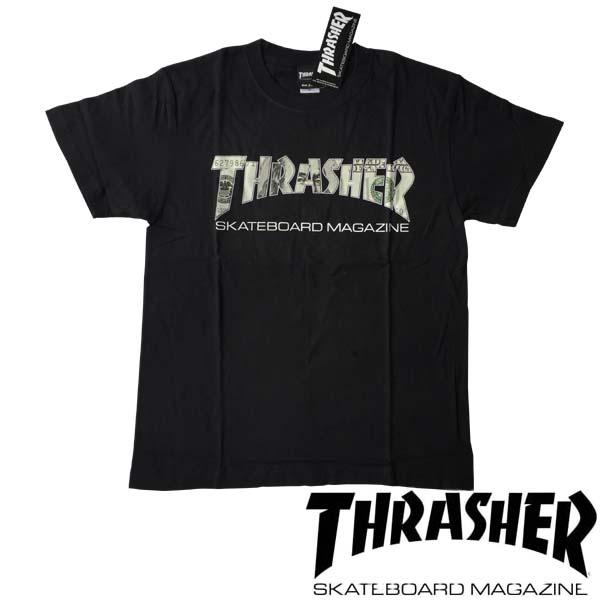 スラッシャー THRASHER メンズ ロゴ Tシャツ $100 Bill ブラック グリーン 半袖 tee T-SHIRTS カットソー トップス 男性用 スケーター アメカジ 正規｜crs