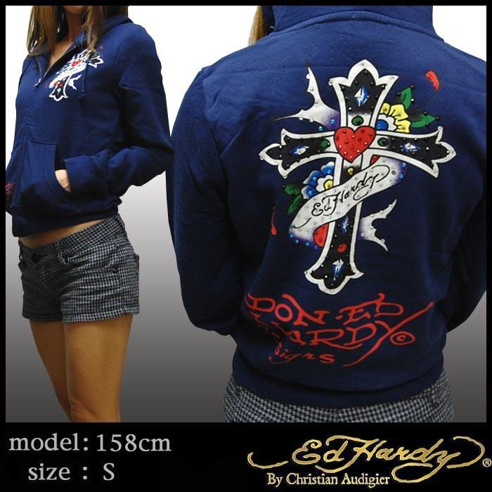 【25%OFF】 エドハーディー レディース ラインストーン パーカー 【200種類の品揃え】 Ed Hardy プラチナム セレブ ハイブランド ファッション スタイル セール