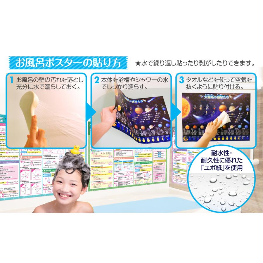 お風呂の学校 中学３年間の数学まとめ お風呂ポスター 3枚セット 日本製 高校受験 B3サイズ 学習 防水 |  | 11