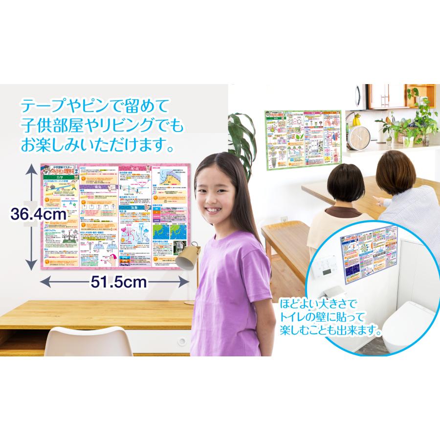 中学理科 DVD 3枚セット お風呂の学校 中学受験マスター理科 お風呂ポスター 3枚セット 日本製