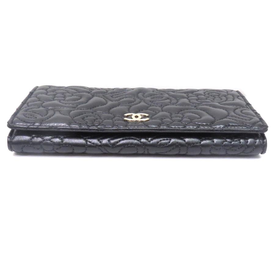 美品 CHANEL シャネル カメリア ラムスキン NO.5長財布 ブラック CHANEL (シャネル) カメリアNo5長財布 A70619 ブラック