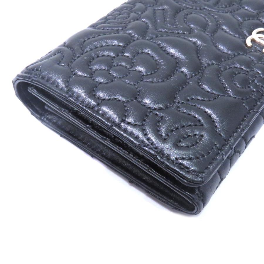美品 CHANEL シャネル カメリア ラムスキン NO.5長財布 ブラック CHANEL シャネル 財布 カメリア レディース ブランド 長財布