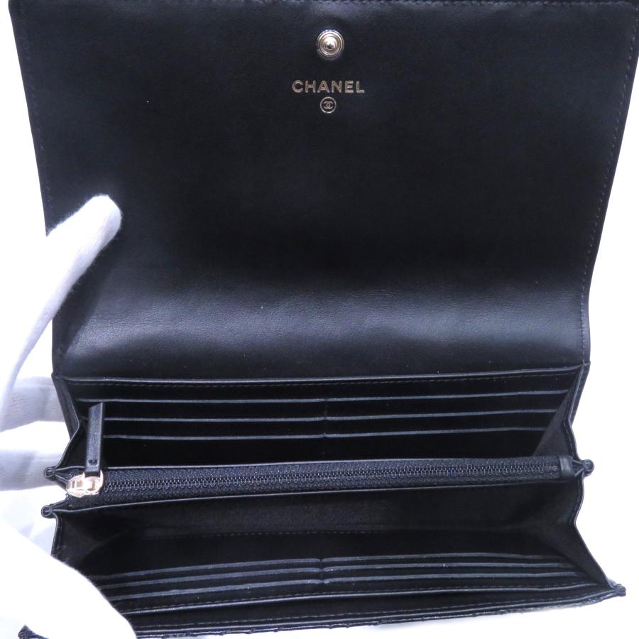 CHANEL (シャネル) カメリアNo5長財布 A70619 ブラック