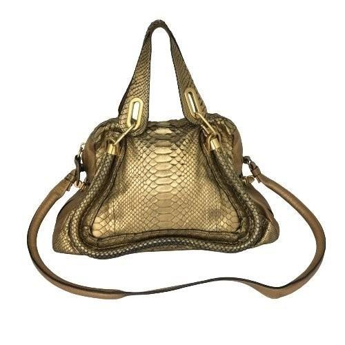 Chloe (クロエ) パラティ 2WAY ハンドバッグ ゴールド パイソン