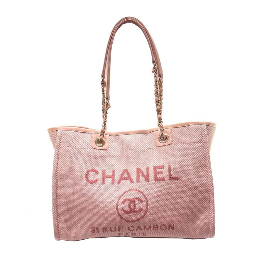CHANEL (シャネル) ドーヴィル トートバッグ ローズ系 キャンバス 
