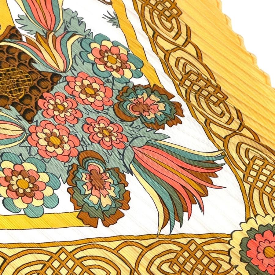 HERMES (エルメス) プリーツスカーフ スカーフ イエロー シルク