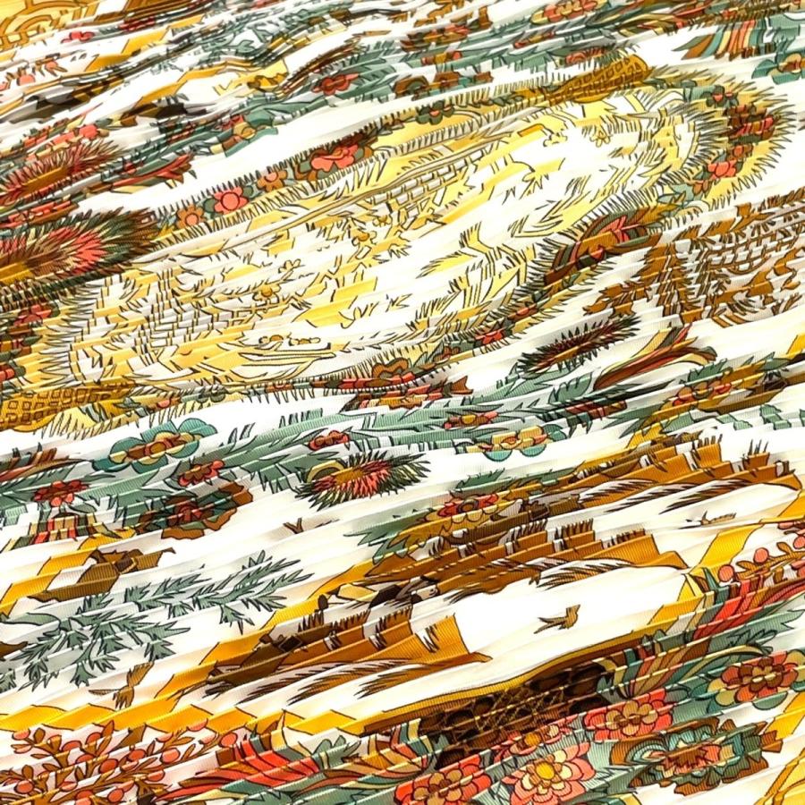 HERMES (エルメス) プリーツスカーフ スカーフ イエロー シルク