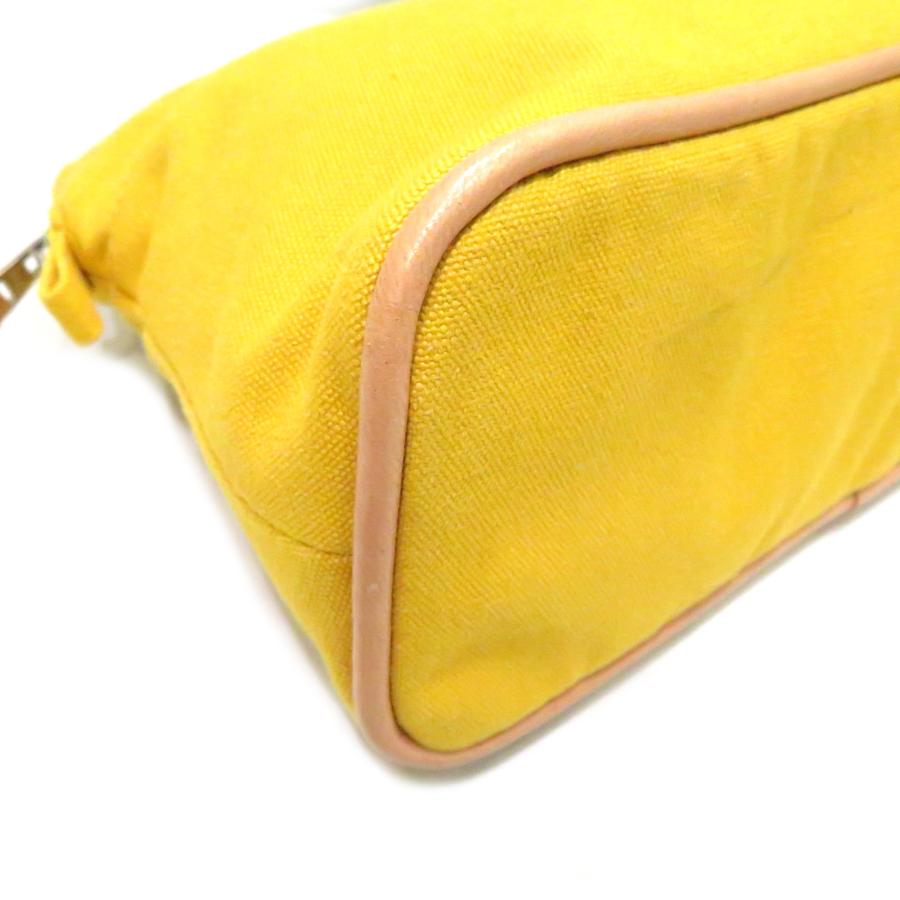 大人気HERMES (エルメス) ボリードポーチMM イエロー系 キャンバス