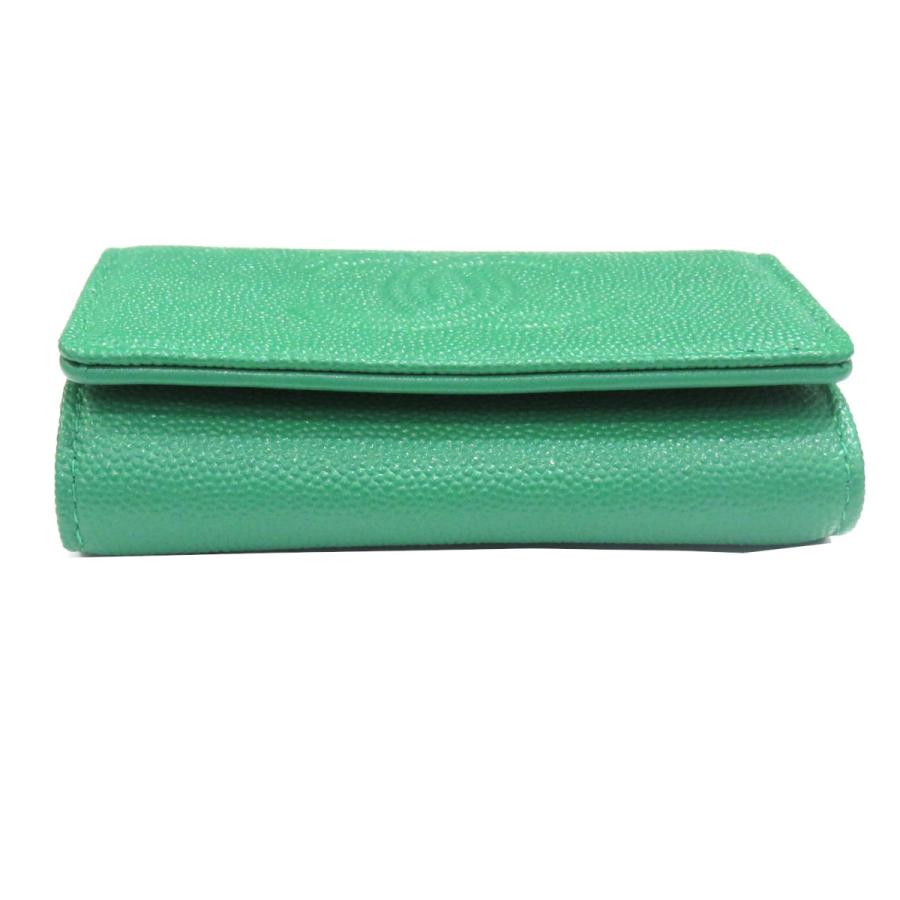 CHANEL (シャネル) キーケース グリーン キャビアスキン 新同