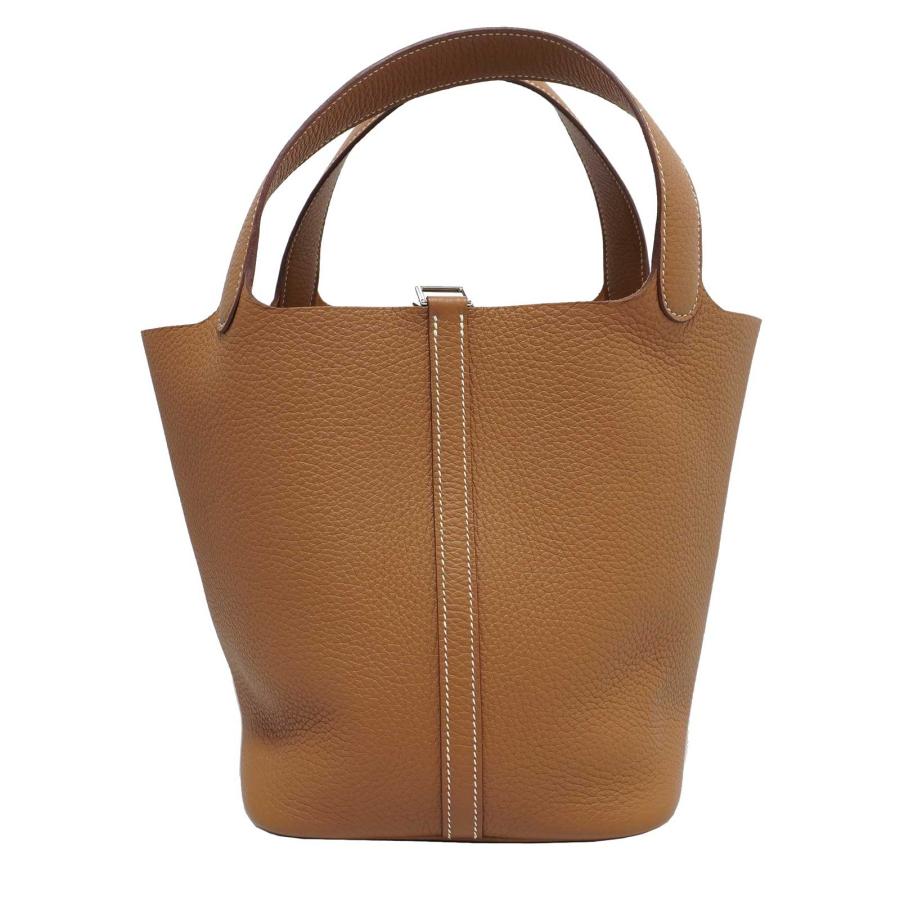 HERMES (エルメス) ピコタン22(MM) ハンドバッグ ゴールド(SV金具 