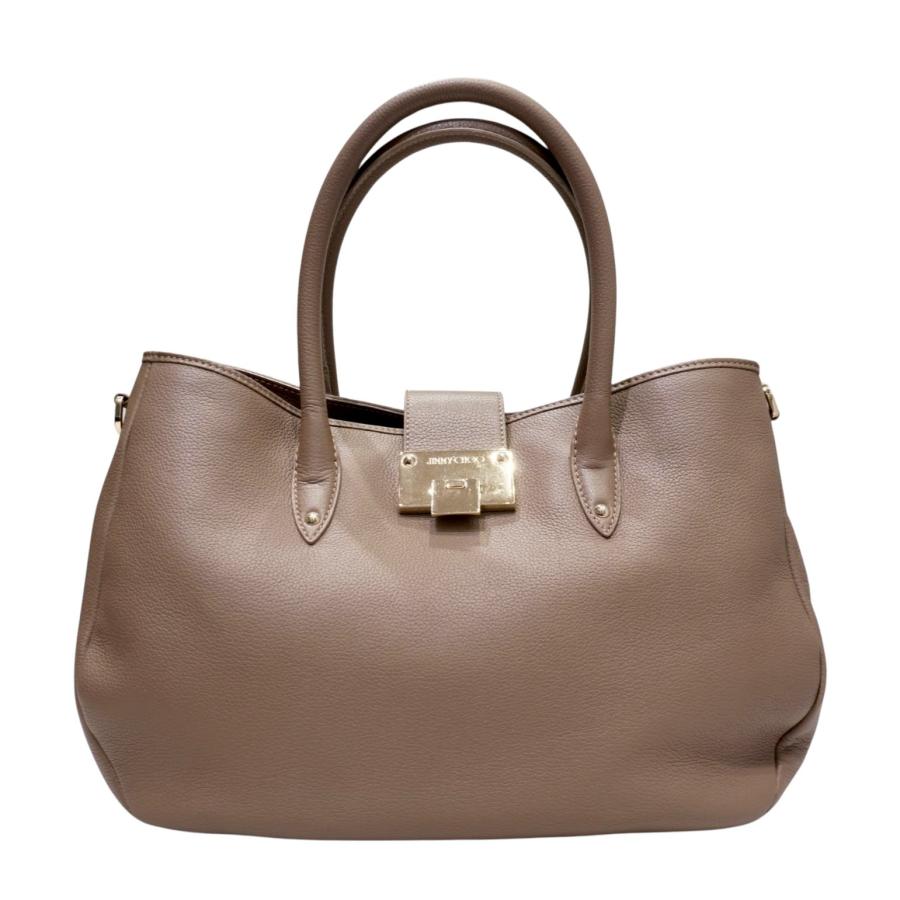 JIMMY CHOO (ジミーチュウ) トートバッグ ベージュ/G金具 レザー 