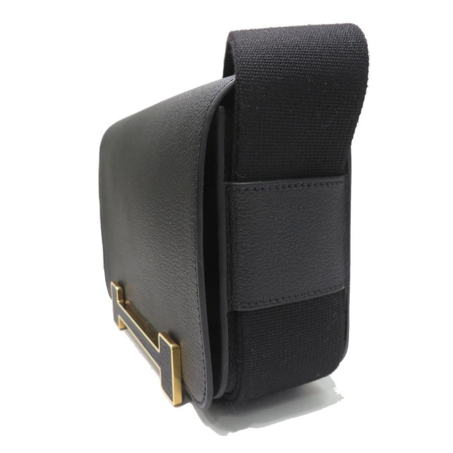 HERMES (エルメス) ゲタ ショルダーバッグ ブラック/G金具 シェーブル 