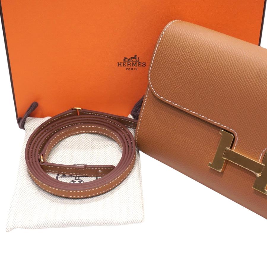 HERMES コンスタンス　オレンジ レザー ベルト　ゴールド金具 Constance HERMES (エルメス) コンスタンストゥーゴー ゴールド