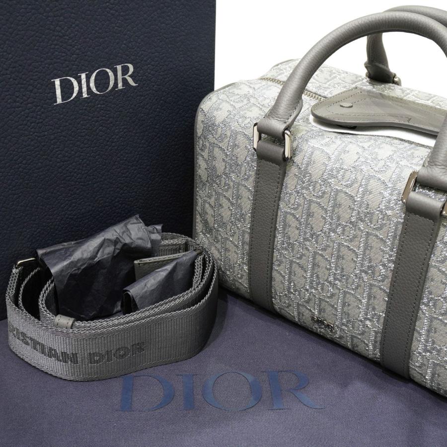 Dior (ディオール) LINGOT26/ランゴ26 ハンドバッグ グレー/シルバー オブリーク ジャカード× グレインドカーフスキン 未使用 A408｜cruru｜15