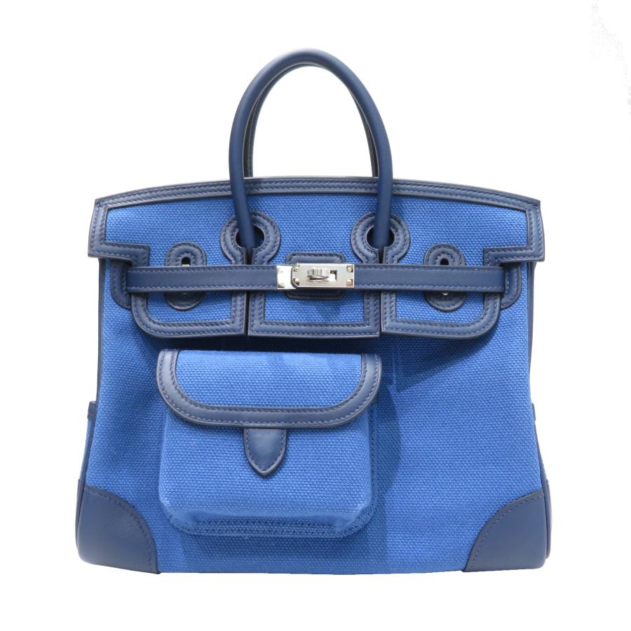 HERMES (エルメス) バーキン25カーゴ ハンドバッグ ブルーエジェ/SV 