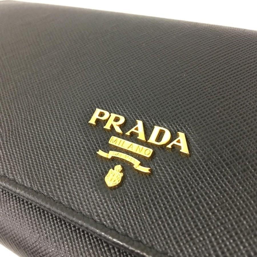 PRADA　プラダ　 二つ折り 長財布 レザー　ブラック　黒 PRADA プラダ財布 二つ折り長財布 レディース ユニセックス