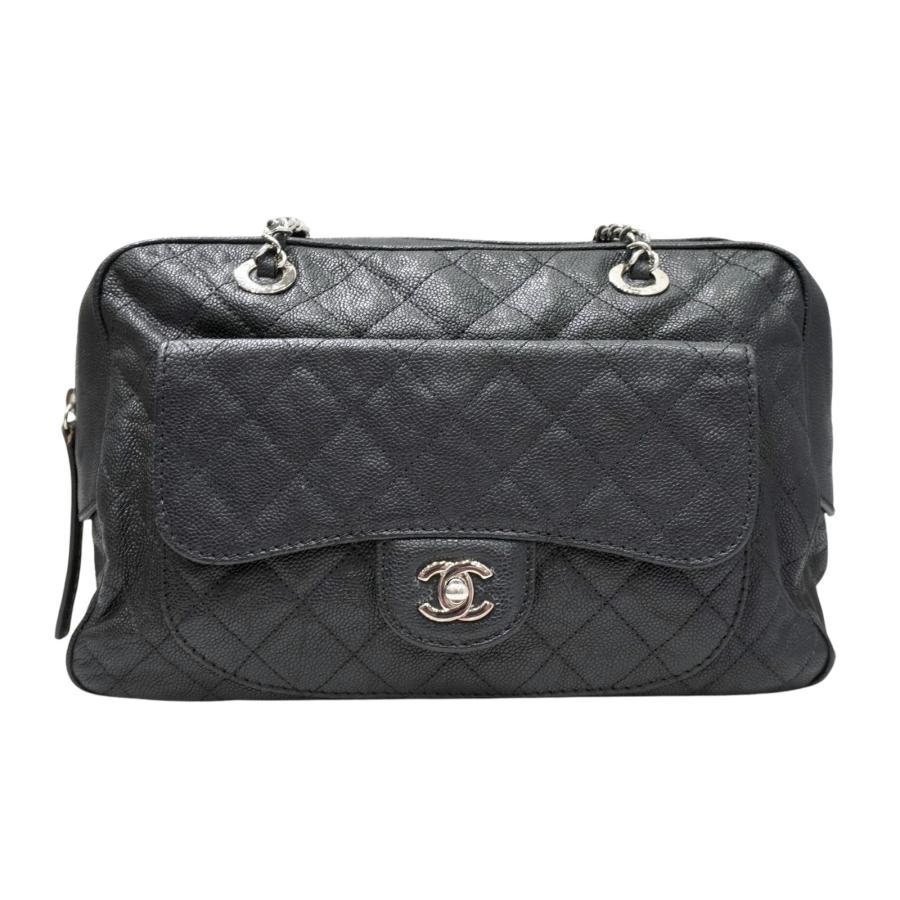 CHANEL (シャネル) マトラッセミニボストンバッグ ブラック(SV金具 