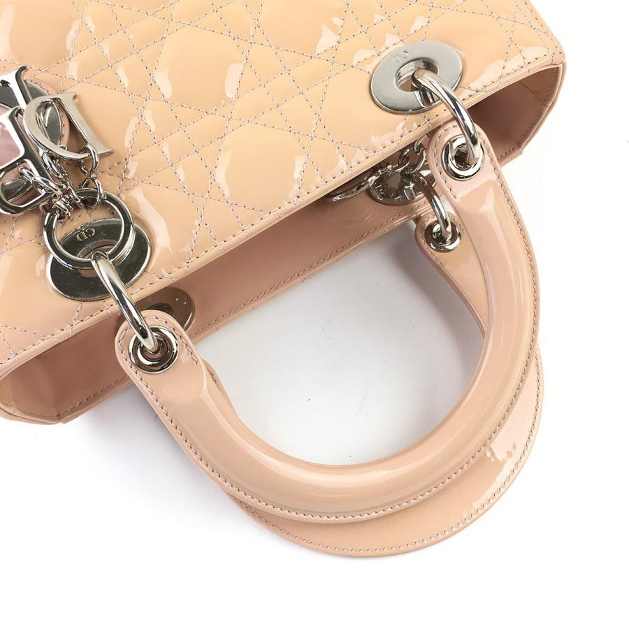 Dior ディオール　レディディオール　パテント　ミディアム　美品 Dior(ディオール) レディディオールミディアム ベージュピンク