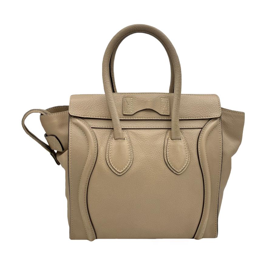 セリーヌ ラゲージ ハンドバッグ CELINE ラゲージ ハンドバッグ グレージュ シルバー レザー