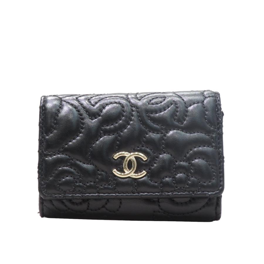 【美品】Chanel　シャネル　カメリア　5連キーケース　カーフスキン　黒 CHANEL (シャネル) カメリアNo.5キーケース A70613 ブラック