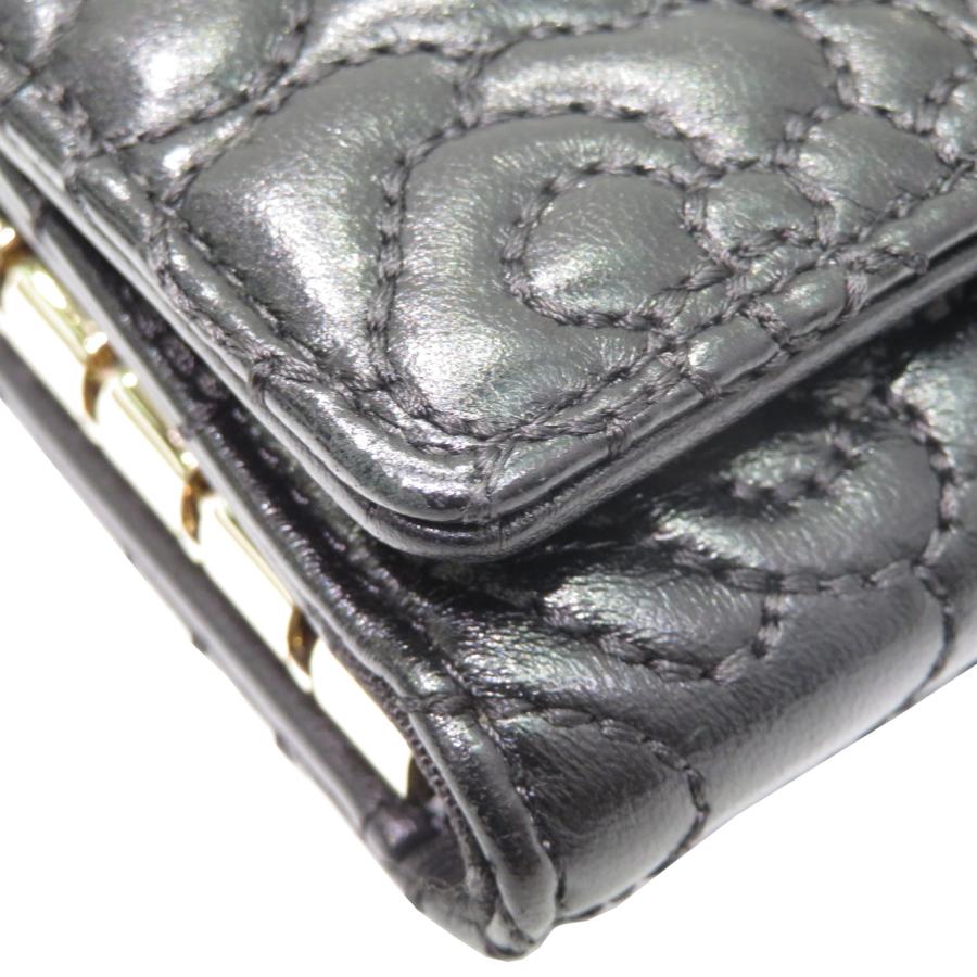 【美品】Chanel　シャネル　カメリア　5連キーケース　カーフスキン　黒 美品】Chanelシャネルカメリア5連キーケースカーフスキン黒
