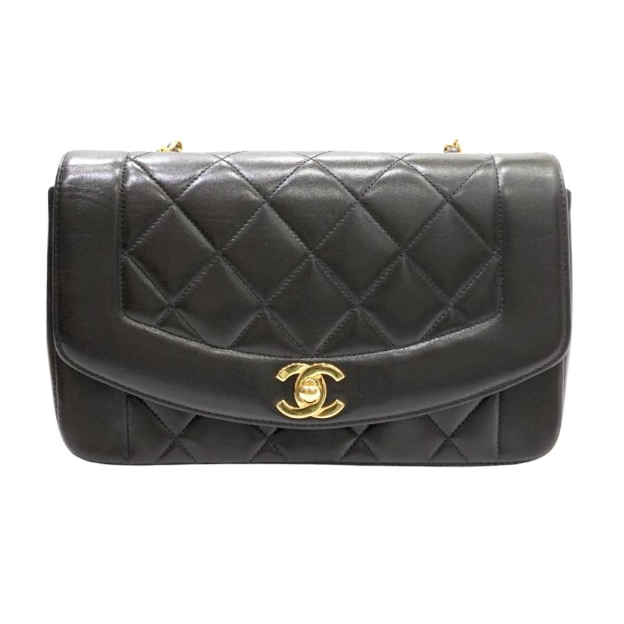 シャネル CHANEL ダイアナ 22 チェーンショルダーバッグ ブラック ラム