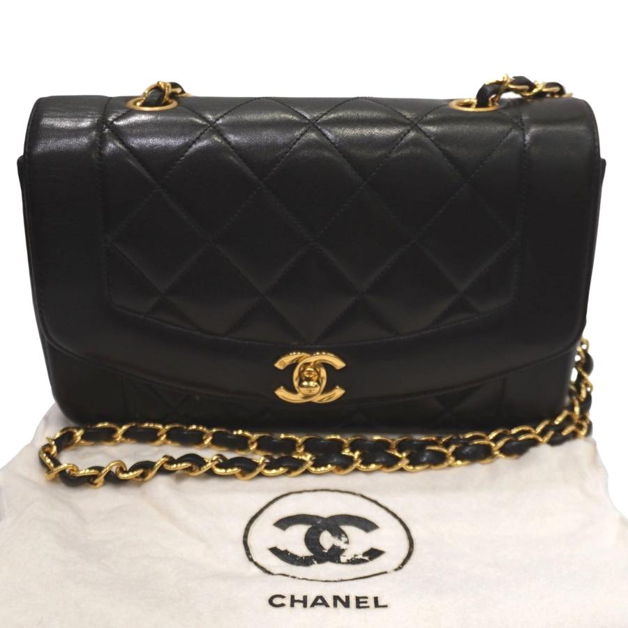 シャネル CHANEL ダイアナ 22 チェーンショルダーバッグ ブラック ラム