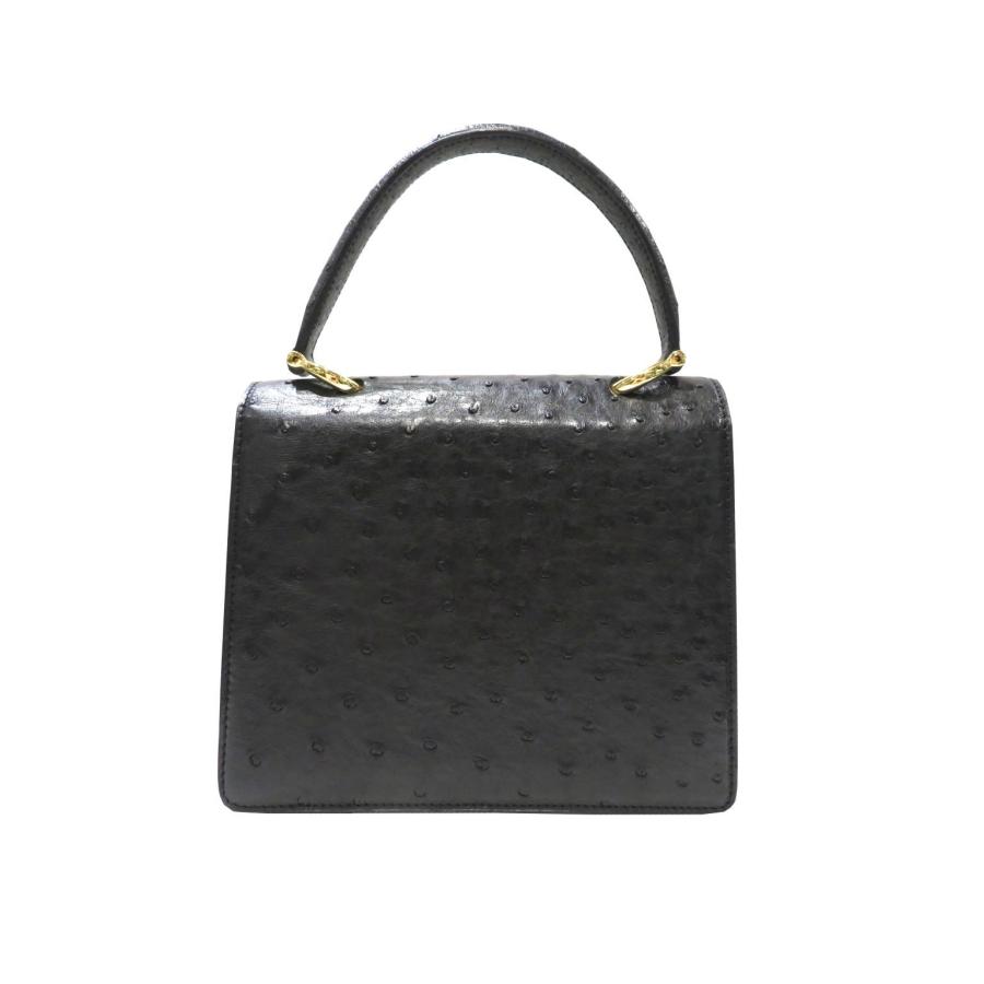 CELINE (セリーヌ) オーストリッチ ハンドバッグ ブラック(G金具) 中古 