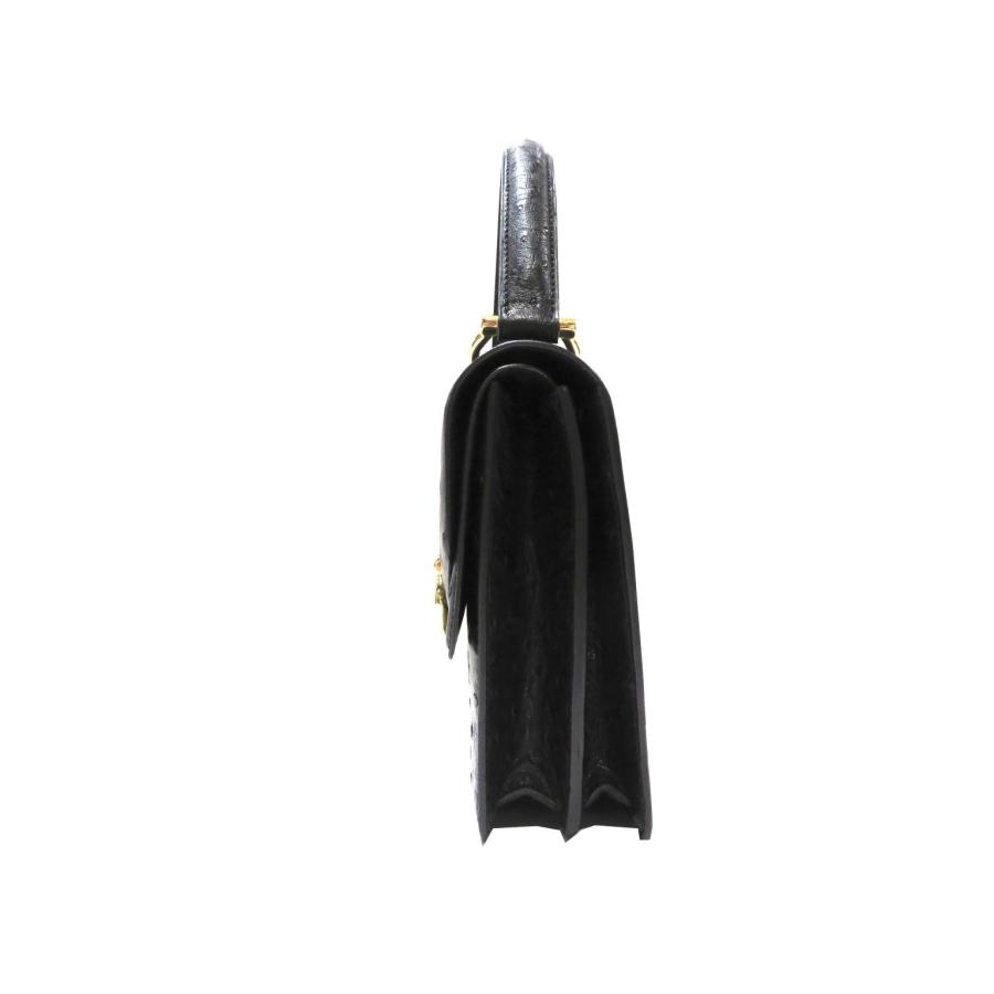 CELINE (セリーヌ) オーストリッチ ハンドバッグ ブラック(G金具) 中古 