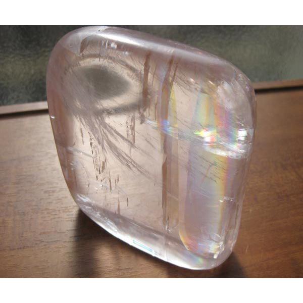 天然結晶原石オプティカル・カルサイト（方解石)高透明美品617g 虹が