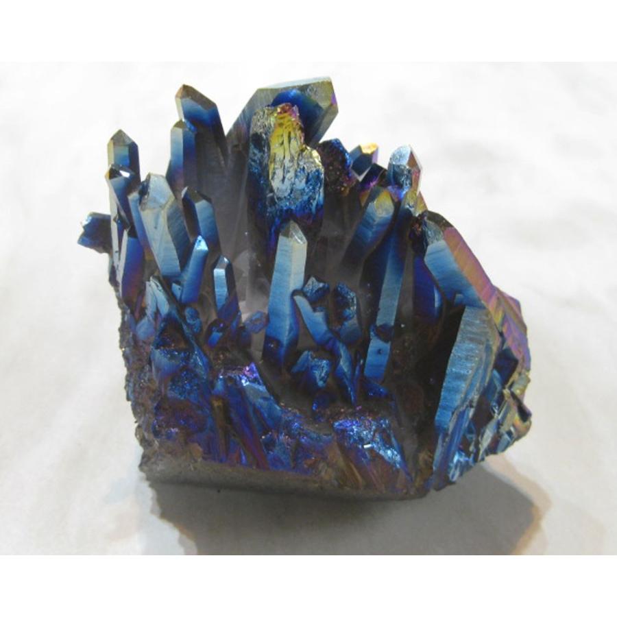 チタニウムクォーツクラスターレインポー水晶226g（群晶）ブラック