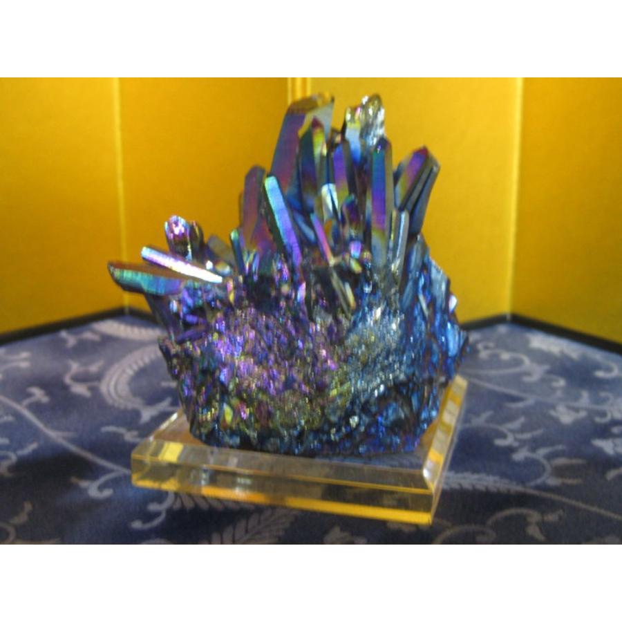 チタニウムクォーツクラスターレインポー水晶226g（群晶