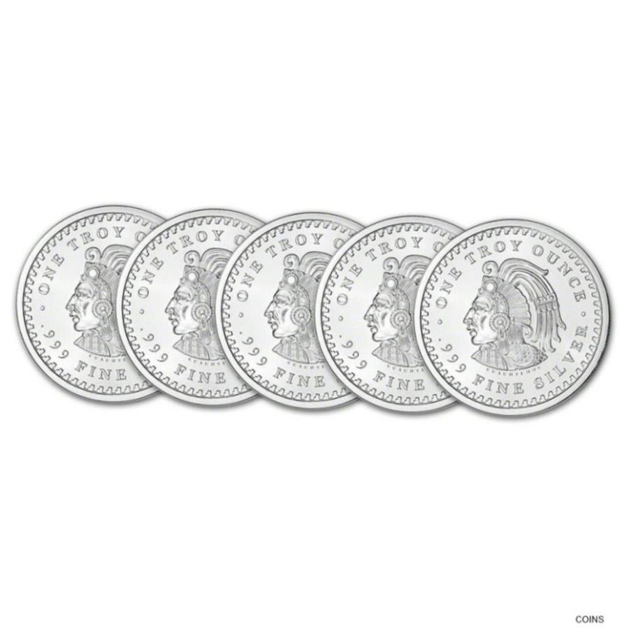 最上の品質な 【品質保証書付】 Fine .999 Calendar Aztec Round Silver Mint State Golden oz.  1 (5) FIVE PCGS NGC アンティークコイン 記念メダル - raffles.mn
