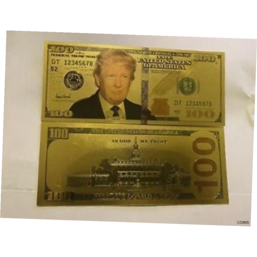 パーティを彩るご馳走や アンティークコイン 【品質保証書付】 NGC 100ドル紙幣ゴールドペーパ ドナルドトランプ$ Money Paper Gold Banknote Dollar $100 Trump Donald PCGS 記念メダル