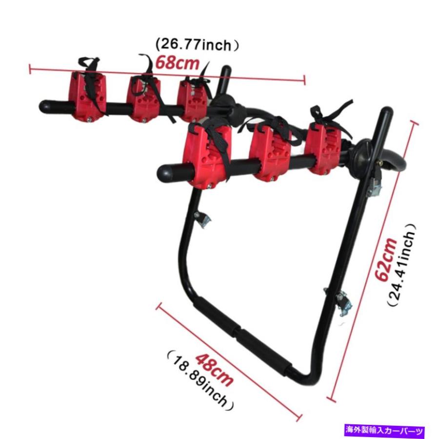 USサイクルキャリア 3バイクトランクマウントラック自転車キャリア部分SUVカーラックUSA用ハッチバック 3 Bike Trunk Mount Rack Bicycle Carrier Hat｜crystal-netshop｜02