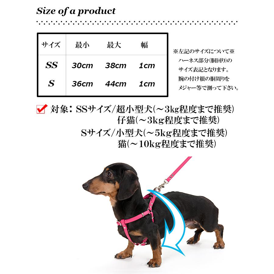 ハーネス 犬 おしゃれ 安全帯 小型犬 シンプル革ハーネス１０mm幅＋リード付　Ｓサイズ｜crystalpoint｜14