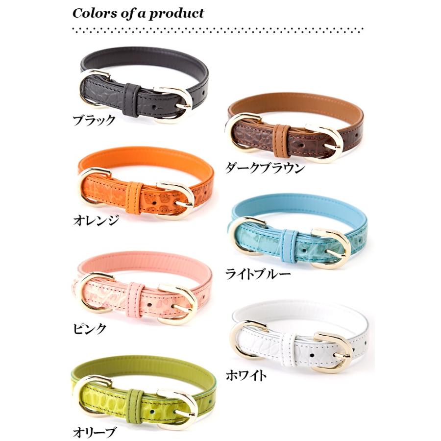 犬 首輪 おしゃれ 革 中型犬 犬首輪 犬の首輪 クロコダイル型押し首輪 |  | 07